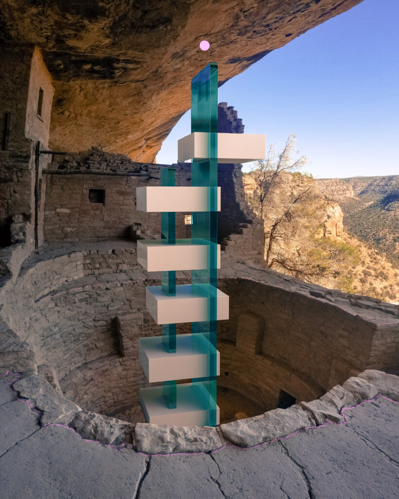 Eceertrey, Datastorage — augmented reality sculpture placed in landscape