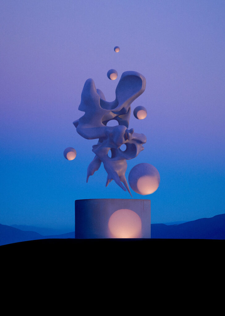 Eceertrey, Light — augmented reality sculpture placed in landscape